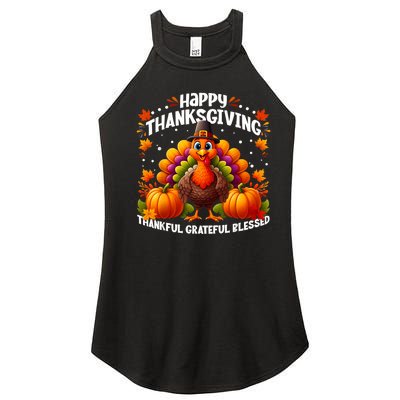 Thankful Grateful Blessed Happy Thanksgiving Turkey Women Women's Perfect Tri Rocker Tank