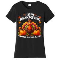 Thankful Grateful Blessed Happy Thanksgiving Turkey Women Women's T-Shirt