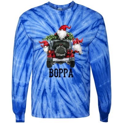 Thankful Grateful Blessed Boppa Grandpa Gift Tie-Dye Long Sleeve Shirt