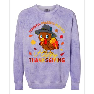 Thankful Grateful Blessed Thanksgiving Turkey Colorblast Crewneck Sweatshirt