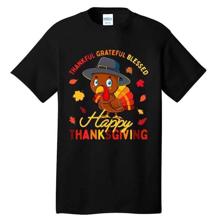 Thankful Grateful Blessed Thanksgiving Turkey Tall T-Shirt