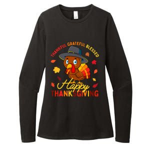 Thankful Grateful Blessed Thanksgiving Turkey Womens CVC Long Sleeve Shirt