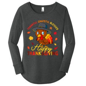 Thankful Grateful Blessed Thanksgiving Turkey Women's Perfect Tri Tunic Long Sleeve Shirt