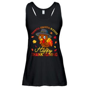 Thankful Grateful Blessed Thanksgiving Turkey Ladies Essential Flowy Tank