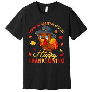 Thankful Grateful Blessed Thanksgiving Turkey Premium T-Shirt