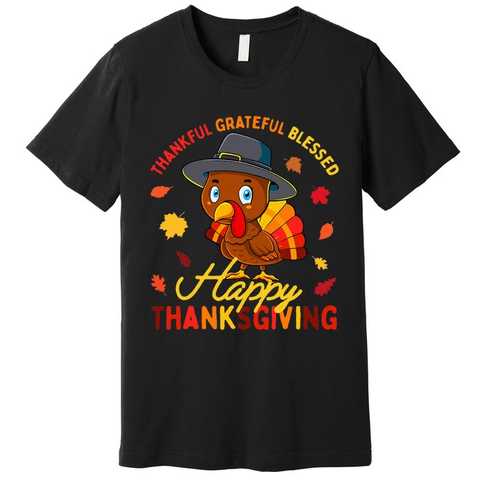 Thankful Grateful Blessed Thanksgiving Turkey Premium T-Shirt