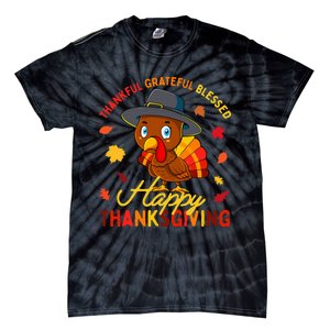 Thankful Grateful Blessed Thanksgiving Turkey Tie-Dye T-Shirt