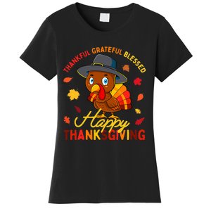 Thankful Grateful Blessed Thanksgiving Turkey Women's T-Shirt