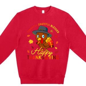 Thankful Grateful Blessed Thanksgiving Turkey Premium Crewneck Sweatshirt