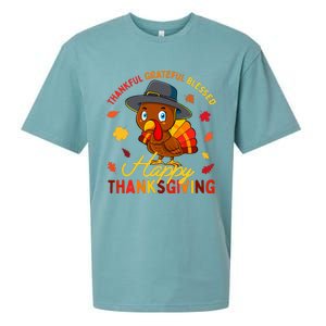 Thankful Grateful Blessed Thanksgiving Turkey Sueded Cloud Jersey T-Shirt