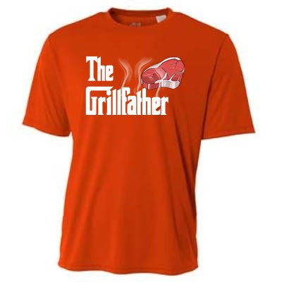 The Grillfather Bbq Grill Smoker Barbecue Grilling Gift Meaningful Gift Cooling Performance Crew T-Shirt