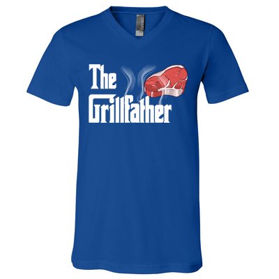 The Grillfather Bbq Grill Smoker Barbecue Grilling Gift Meaningful Gift V-Neck T-Shirt