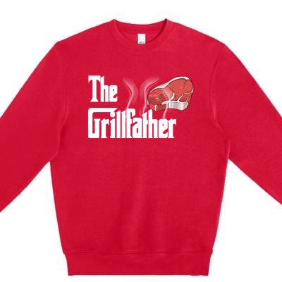 The Grillfather Bbq Grill Smoker Barbecue Grilling Gift Meaningful Gift Premium Crewneck Sweatshirt