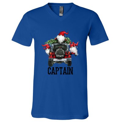 Thankful Grateful Blessed Captain Grandpa Gift Meaningful Gift V-Neck T-Shirt