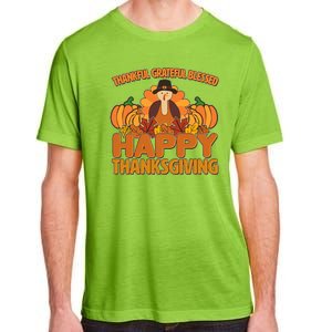 Thankful Grateful Blessed Happy Thanksgiving Turkey Adult ChromaSoft Performance T-Shirt