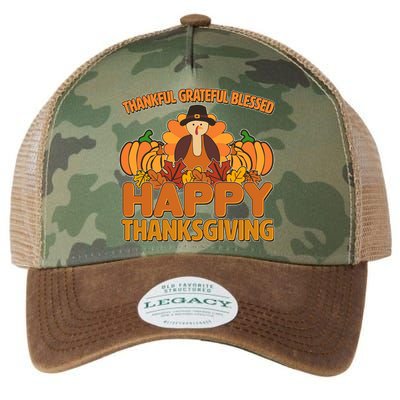 Thankful Grateful Blessed Happy Thanksgiving Turkey Legacy Tie Dye Trucker Hat