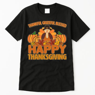 Thankful Grateful Blessed Happy Thanksgiving Turkey Tall T-Shirt