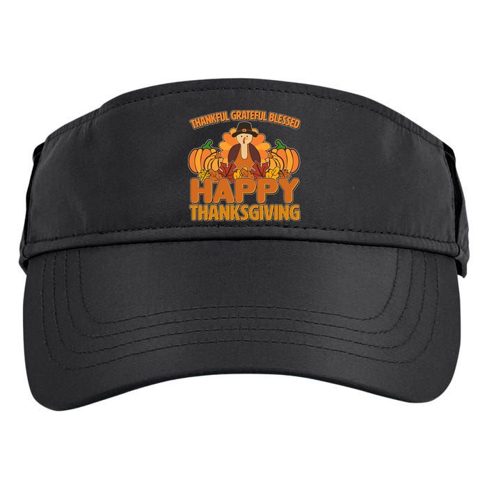Thankful Grateful Blessed Happy Thanksgiving Turkey Adult Drive Performance Visor