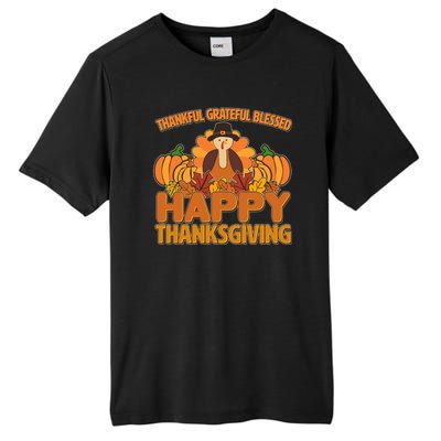 Thankful Grateful Blessed Happy Thanksgiving Turkey Tall Fusion ChromaSoft Performance T-Shirt