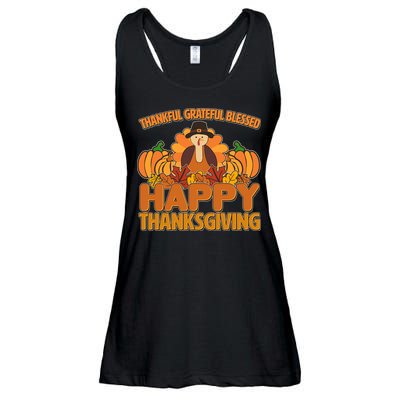 Thankful Grateful Blessed Happy Thanksgiving Turkey Ladies Essential Flowy Tank