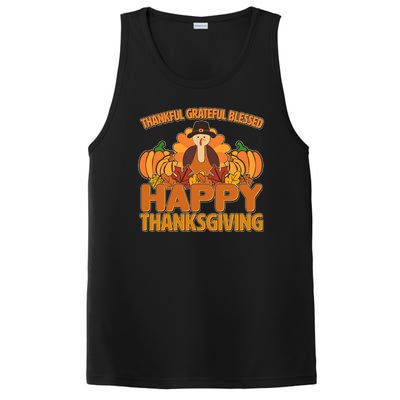 Thankful Grateful Blessed Happy Thanksgiving Turkey PosiCharge Competitor Tank