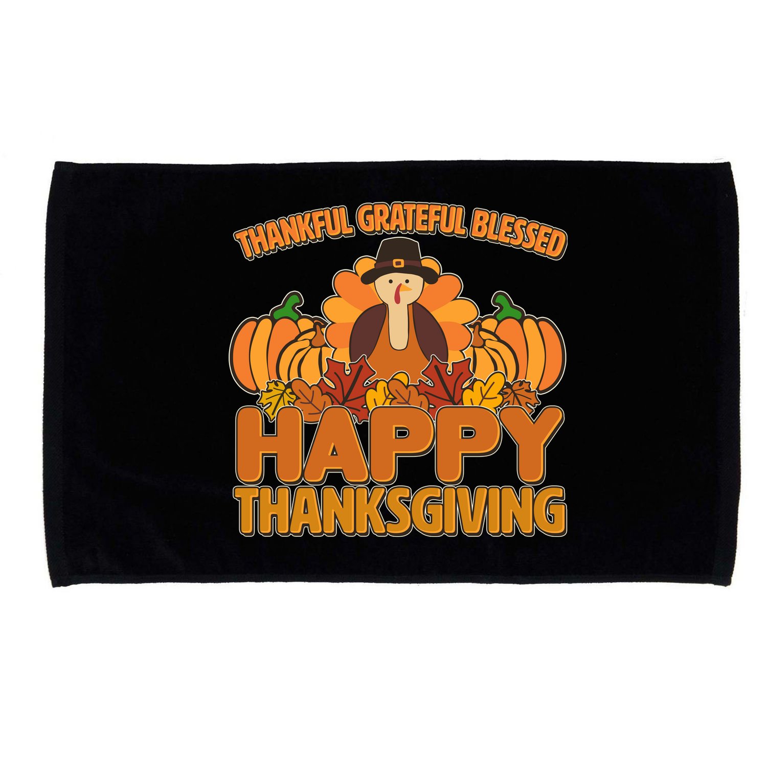 Thankful Grateful Blessed Happy Thanksgiving Turkey Microfiber Hand Towel