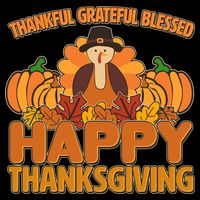 Thankful Grateful Blessed Happy Thanksgiving Turkey Womens T-Shirt