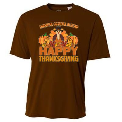 Thankful Grateful Blessed Happy Thanksgiving Turkey Cooling Performance Crew T-Shirt