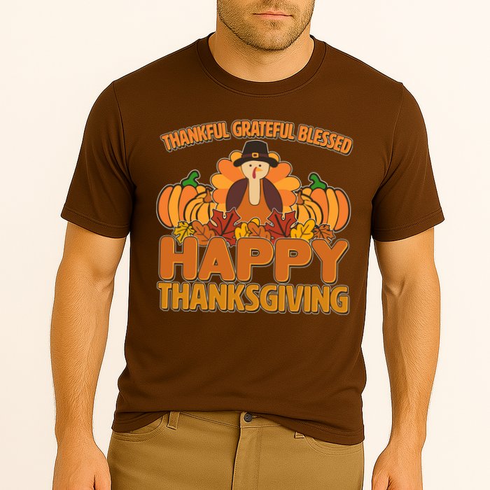 Thankful Grateful Blessed Happy Thanksgiving Turkey Performance Shirt