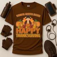 Thankful Grateful Blessed Happy Thanksgiving Turkey Performance Shirt