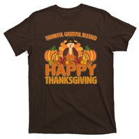 Thankful Grateful Blessed Happy Thanksgiving Turkey T-Shirt