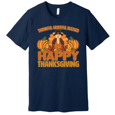 Thankful Grateful Blessed Happy Thanksgiving Turkey Premium T-Shirt