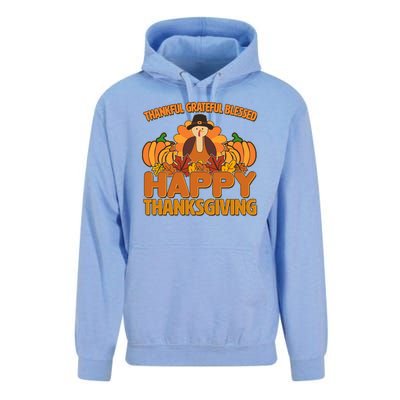 Thankful Grateful Blessed Happy Thanksgiving Turkey Unisex Surf Hoodie