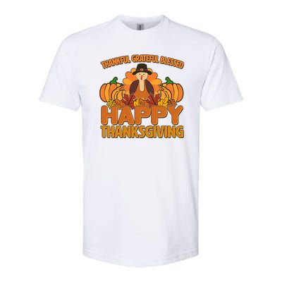 Thankful Grateful Blessed Happy Thanksgiving Turkey Softstyle® CVC T-Shirt