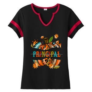 Thankful Grateful Blessed Principal Graphic Pumpkin Autumn Gift Ladies Halftime Notch Neck Tee