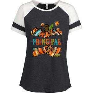 Thankful Grateful Blessed Principal Graphic Pumpkin Autumn Gift Enza Ladies Jersey Colorblock Tee