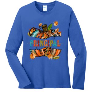 Thankful Grateful Blessed Principal Graphic Pumpkin Autumn Gift Ladies Long Sleeve Shirt