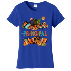 Thankful Grateful Blessed Principal Graphic Pumpkin Autumn Gift Women's T-Shirt