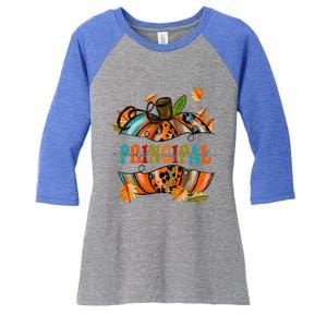 Thankful Grateful Blessed Principal Graphic Pumpkin Autumn Gift Women's Tri-Blend 3/4-Sleeve Raglan Shirt