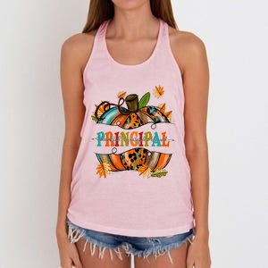 Thankful Grateful Blessed Principal Graphic Pumpkin Autumn Gift Women's Knotted Racerback Tank