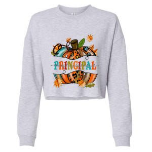 Thankful Grateful Blessed Principal Graphic Pumpkin Autumn Gift Cropped Pullover Crew