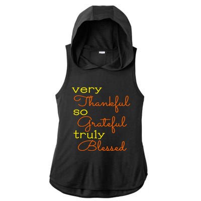 Thankful Grateful Blessed Fall Autumn Color Christian Cute Gift Ladies PosiCharge Tri-Blend Wicking Draft Hoodie Tank