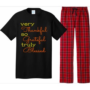 Thankful Grateful Blessed Fall Autumn Color Christian Cute Gift Pajama Set