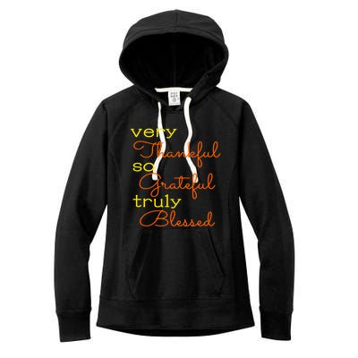 Thankful Grateful Blessed Fall Autumn Color Christian Cute Gift Women's Fleece Hoodie