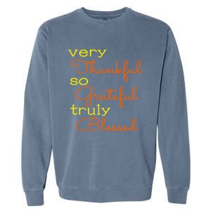 Thankful Grateful Blessed Fall Autumn Color Christian Cute Gift Garment-Dyed Sweatshirt