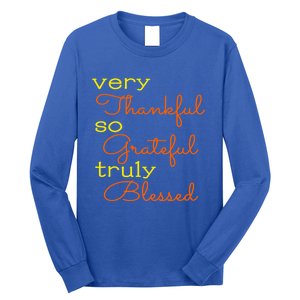 Thankful Grateful Blessed Fall Autumn Color Christian Cute Gift Long Sleeve Shirt