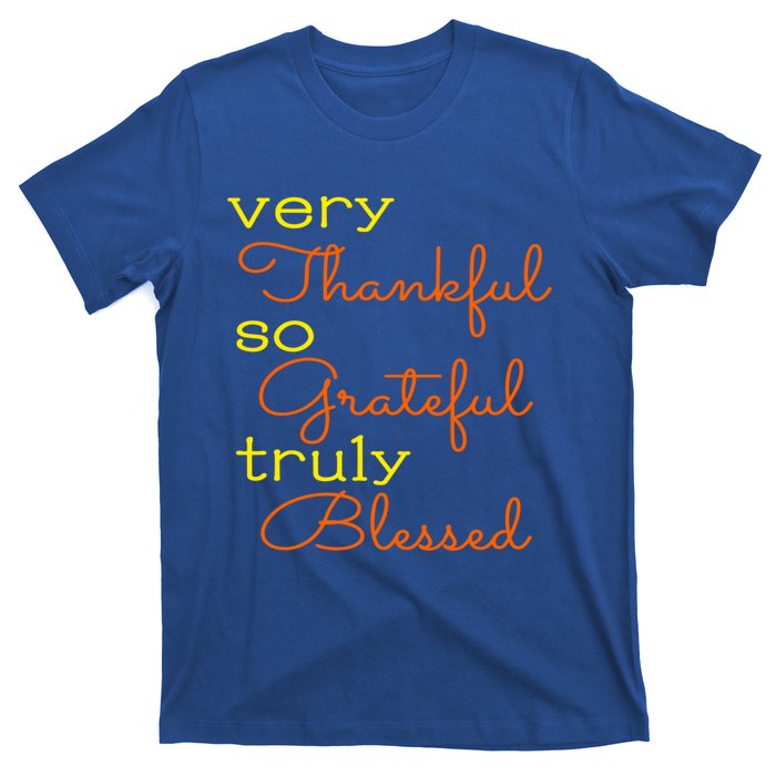 Thankful Grateful Blessed Fall Autumn Color Christian Cute Gift T-Shirt