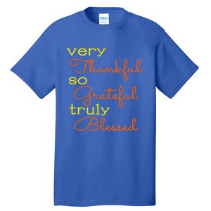 Thankful Grateful Blessed Fall Autumn Color Christian Cute Gift Tall T-Shirt