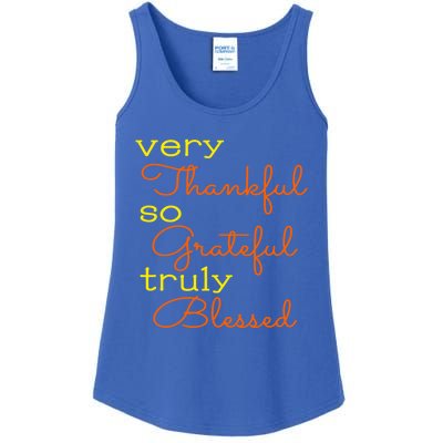 Thankful Grateful Blessed Fall Autumn Color Christian Cute Gift Ladies Essential Tank