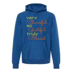 Thankful Grateful Blessed Fall Autumn Color Christian Cute Gift Premium Hoodie